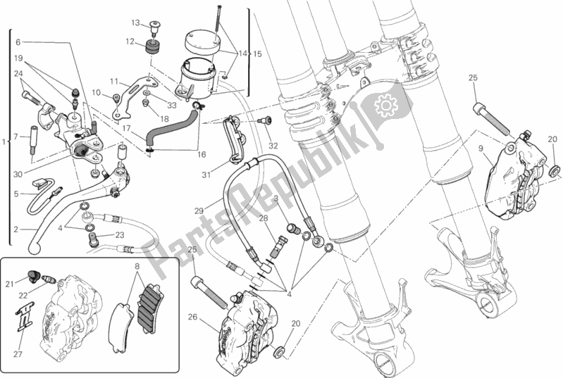 Alle onderdelen voor de Voorremsysteem van de Ducati Superbike 1199 Panigale S Tricolore USA 2012